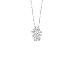 0.16 Carat Natural Diamond Girl Necklace 14K White Gold G SI