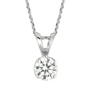 0.25 Carat Natural Diamond Solitaire Necklace 14K White Gold G SI 18'' chain