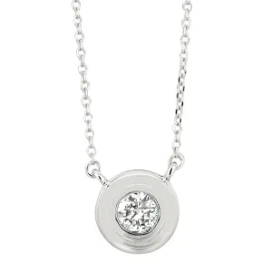 0.30 Carat Natural Diamond Bezel Necklace Pendant 14K White Gold