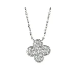 0.33 Carat Natural Diamond Clover Cluster Necklace 14K White Gold G SI 18 '' chain