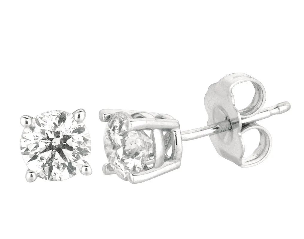 0.40 Carat Natural Diamond Stud Earrings G SI 14K White Gold