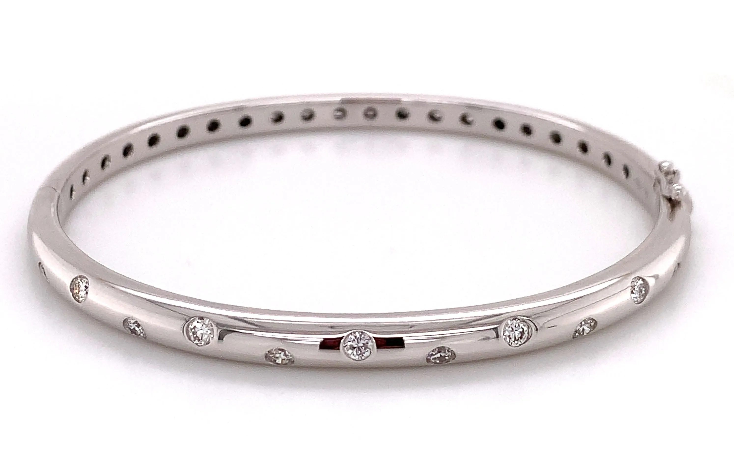 0.55ct tw Burnish Set Diamond Station Bangle Bracelet