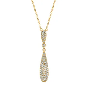 0.60 Carat Natural Diamond Drop Necklace 14K Yellow Gold G SI 18''