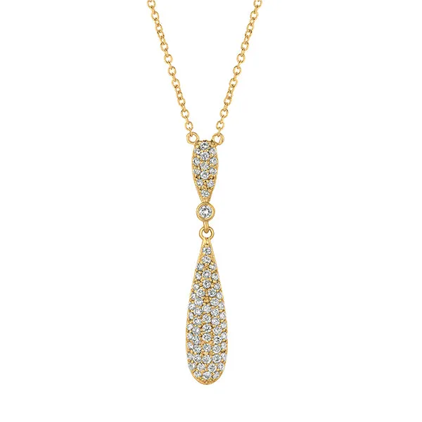 0.60 Carat Natural Diamond Drop Necklace 14K Yellow Gold G SI 18''