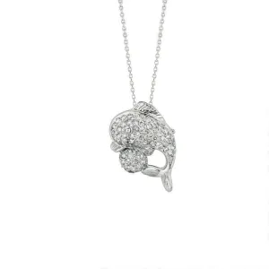 0.70 Carat Natural Diamond Dolphin Pendant Necklace 14K White Gold 18'' chain