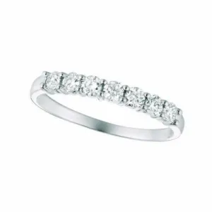 0.75 Carat 7 Stone Natural Diamond Ring G SI 14K White Gold