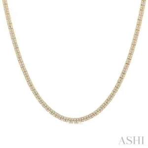 1 ctw Double Row Round Cut Diamond Necklace in 14K Yellow Gold