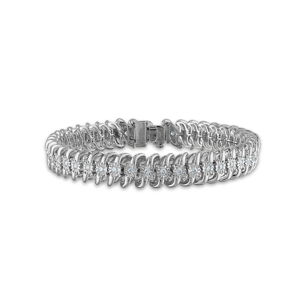 1 CTW Natural Diamond 7.5-inch Tennis Bracelet in Sterling Silver