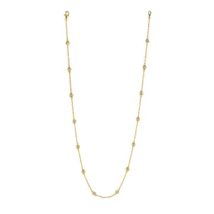1.00 Carat Natural Diamond by the Yard Necklace G SI 14K Yellow Gold 14 stones 18 inches
