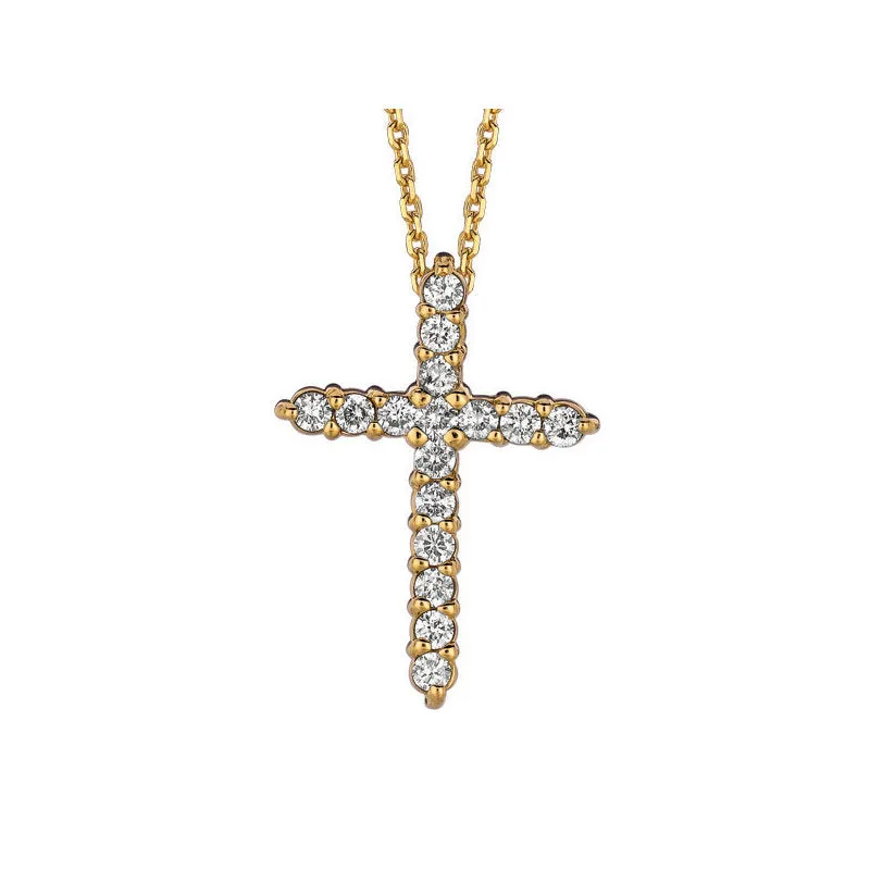 1.00 Carat Natural Diamond Cross Necklace 14K White Gold G SI 18 inches chain