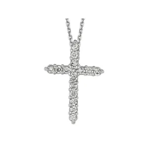 1.00 Carat Natural Diamond Cross Necklace 14K White Gold G SI 18 inches chain