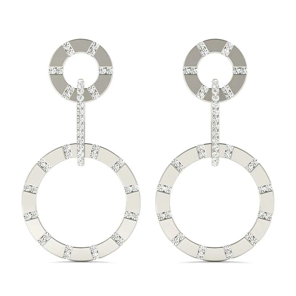 1.00 ctw Diamond Circle Drop Earrings