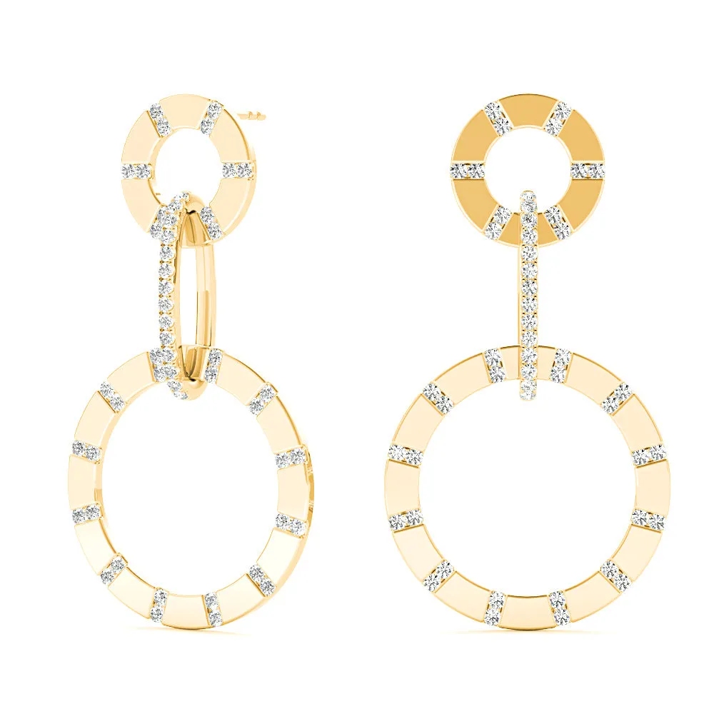 1.00 ctw Diamond Circle Drop Earrings