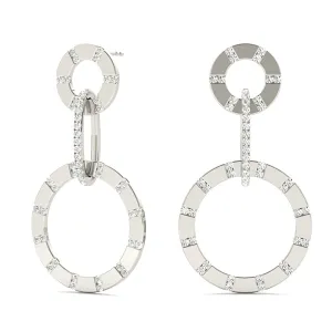 1.00 ctw Diamond Circle Drop Earrings