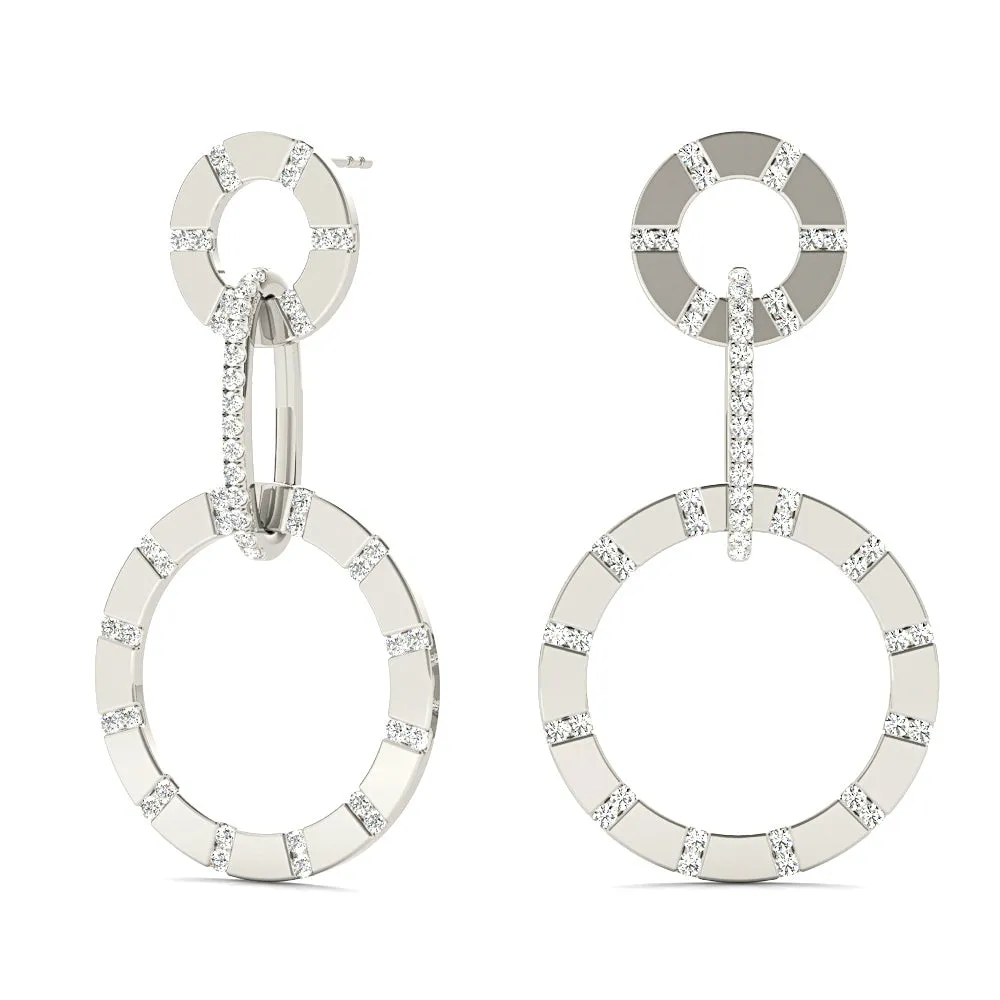 1.00 ctw Diamond Circle Drop Earrings