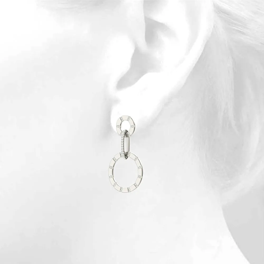 1.00 ctw Diamond Circle Drop Earrings