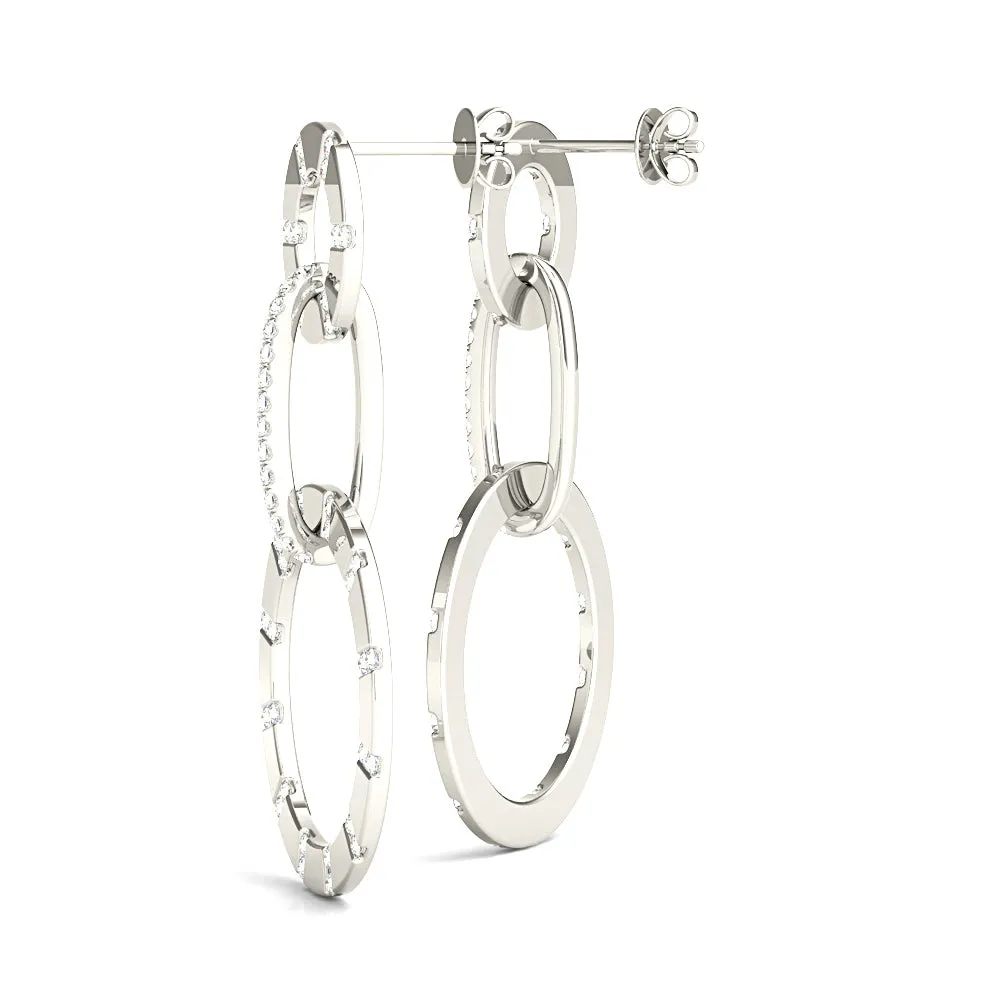 1.00 ctw Diamond Circle Drop Earrings