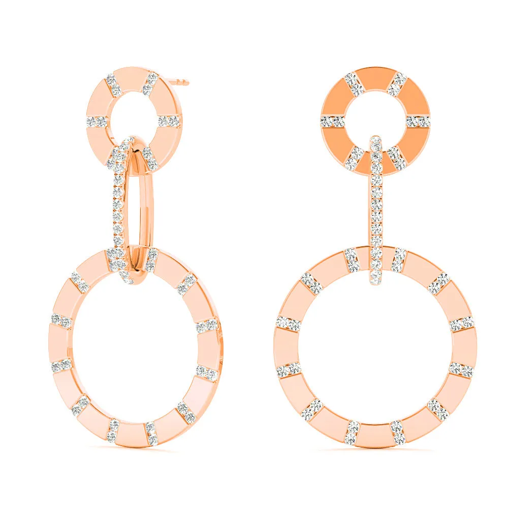 1.00 ctw Diamond Circle Drop Earrings