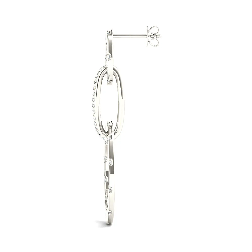 1.00 ctw Diamond Circle Drop Earrings