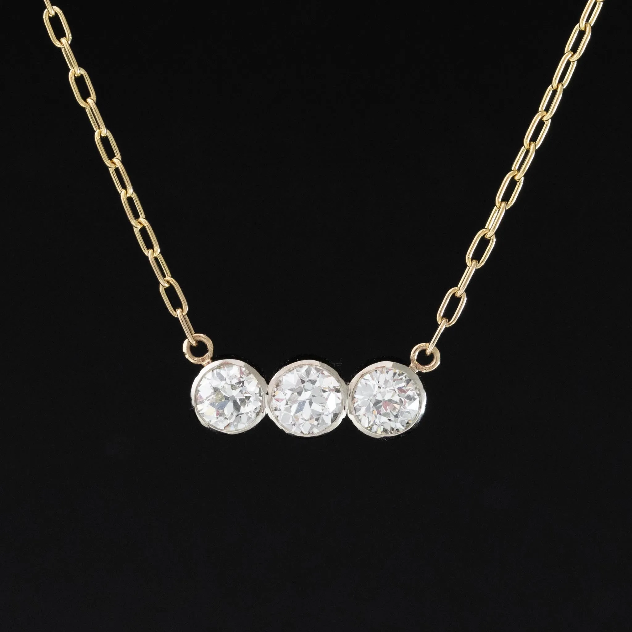 1.00ctw Old European Cut Diamond Trilogy Bezel Pendant