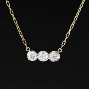 1.00ctw Old European Cut Diamond Trilogy Bezel Pendant