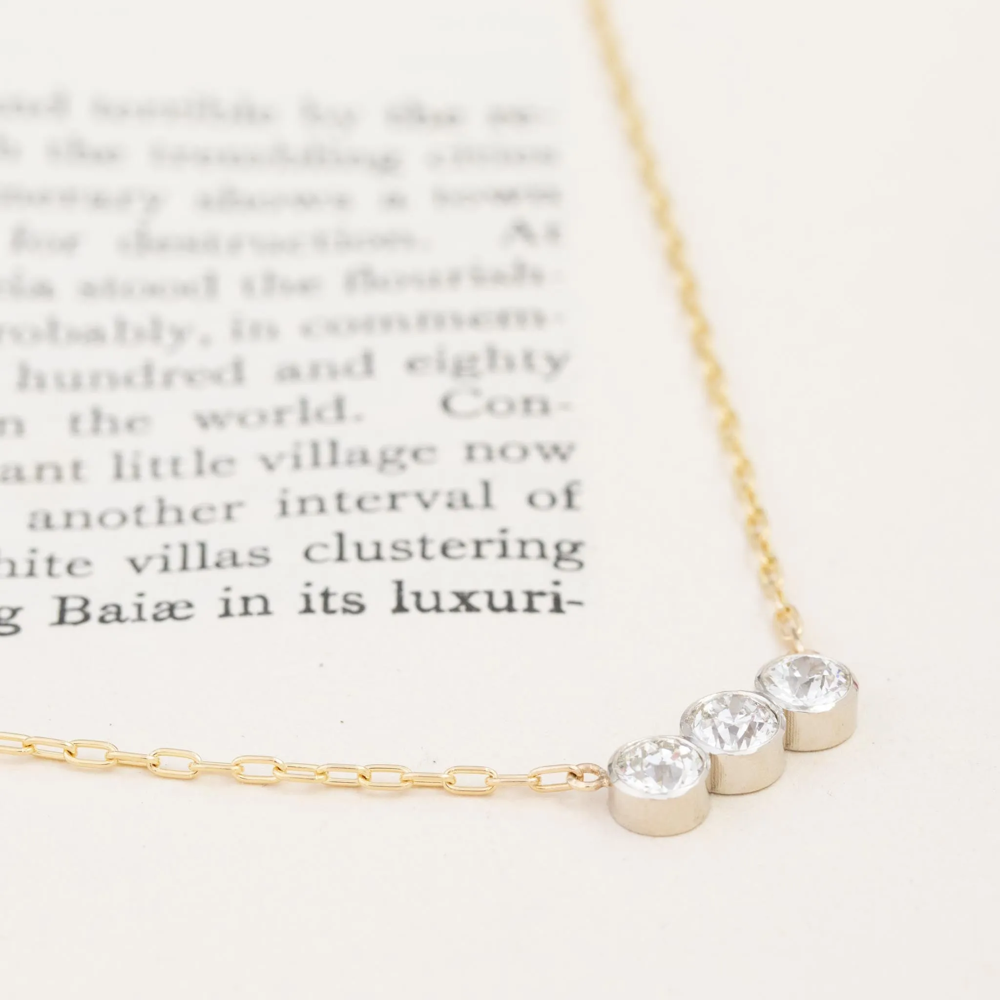 1.00ctw Old European Cut Diamond Trilogy Bezel Pendant