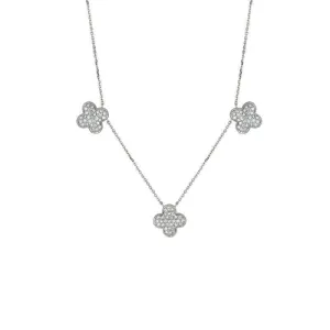 1.01 Carat Natural Diamond Floral Necklace 14K White Gold G SI 18 inches