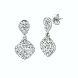 1.05 Carat Natural Diamond Pear & Square Shape Drop Earrings G SI 14K White Gold