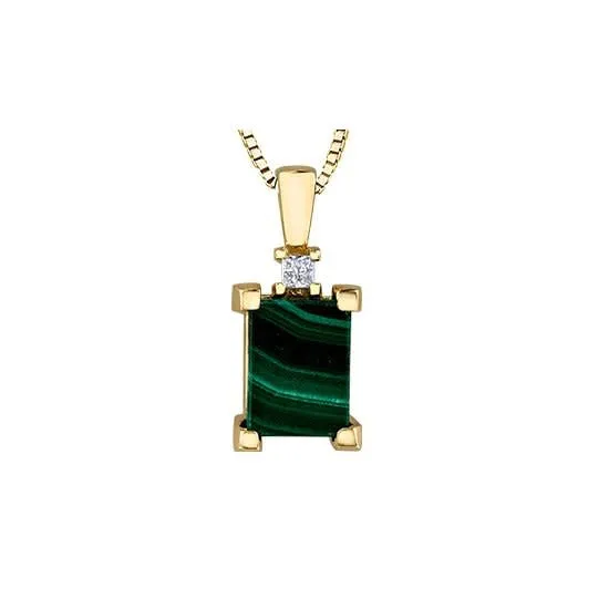 10K Yellow Gold Malachite and Canadian Diamond Pendant