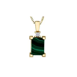 10K Yellow Gold Malachite and Canadian Diamond Pendant