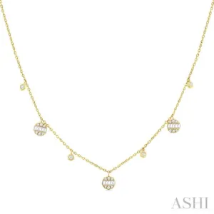 1/4 ctw Danglers Fusion Baguette and Round Cut Diamond Station Necklace in 10K Yellow Gold