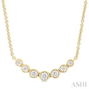 1/4 ctw Graduated Bezel Set Round Cut Diamond Smile Necklace in 14K Yellow Gold