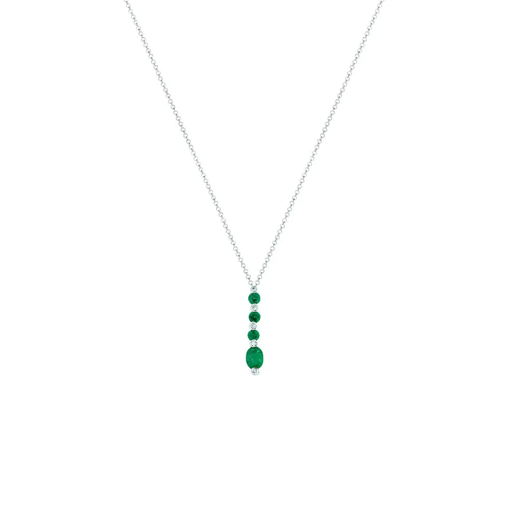 14 Karat White Gold Linnear Emerald Pendant