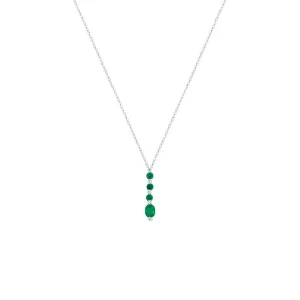 14 Karat White Gold Linnear Emerald Pendant