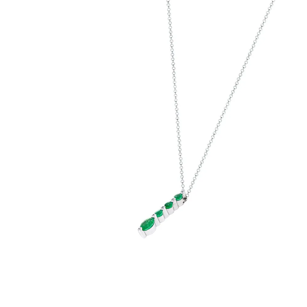 14 Karat White Gold Linnear Emerald Pendant