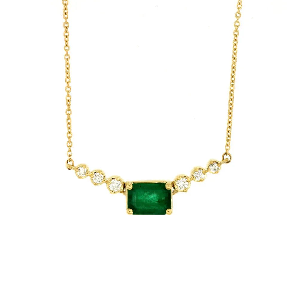 14 Karat Yellow Gold Necklace With An Emerald And Diamonds