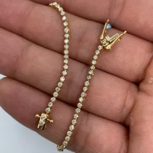 14K 1.6MM Tennis Bezel Diamond Bracelet 7"