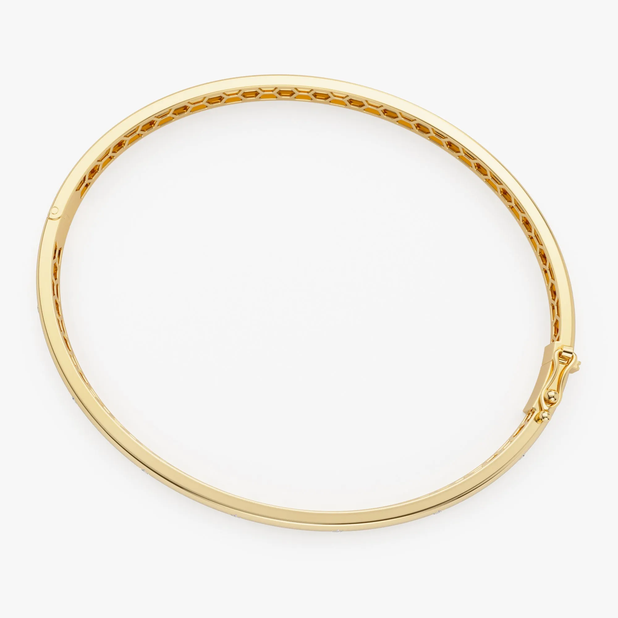 14k 4mm Dome Star Setting Diamond Bangle Bracelet