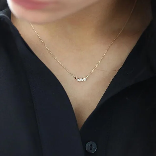 14k Bezel Set Diamond Necklace