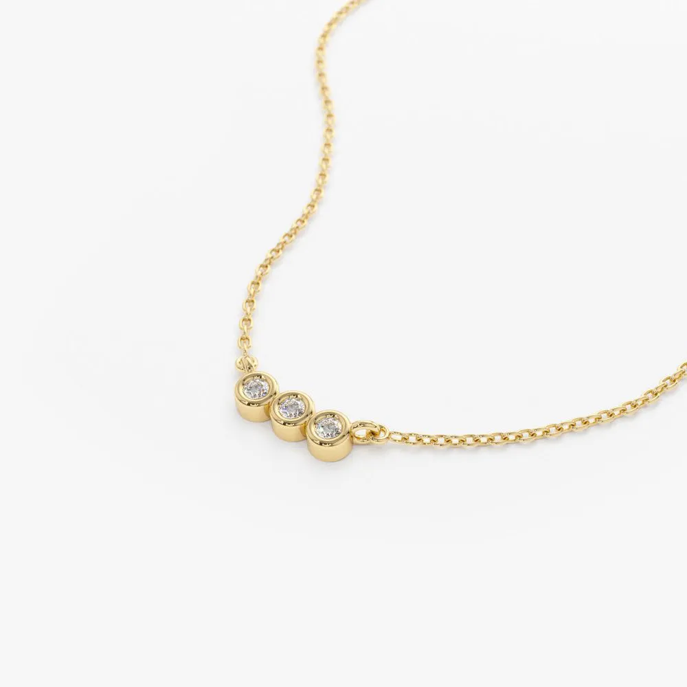 14k Bezel Set Diamond Necklace