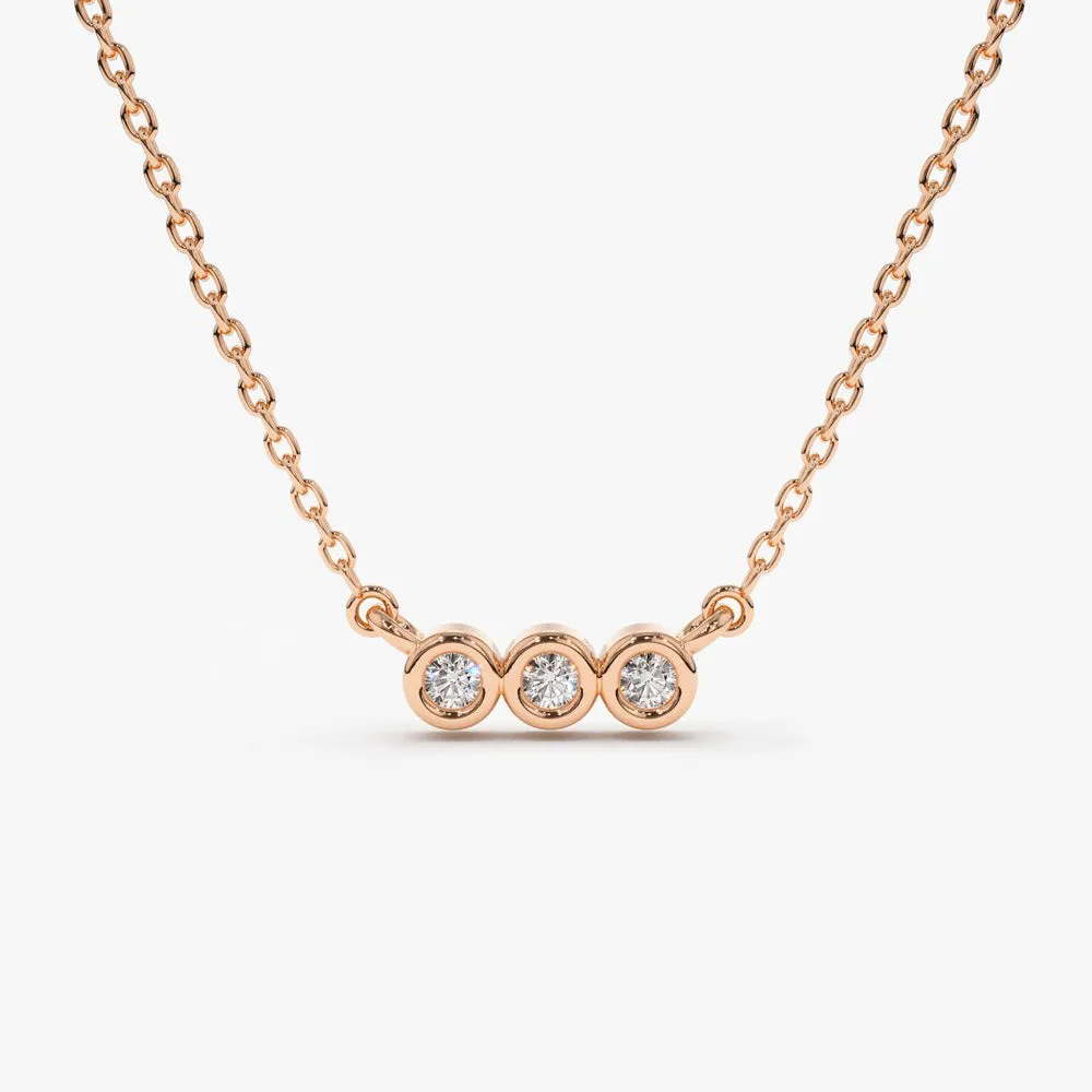 14k Bezel Set Diamond Necklace