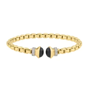 14K Diamond & Black Onyx Venetian Link Bangle