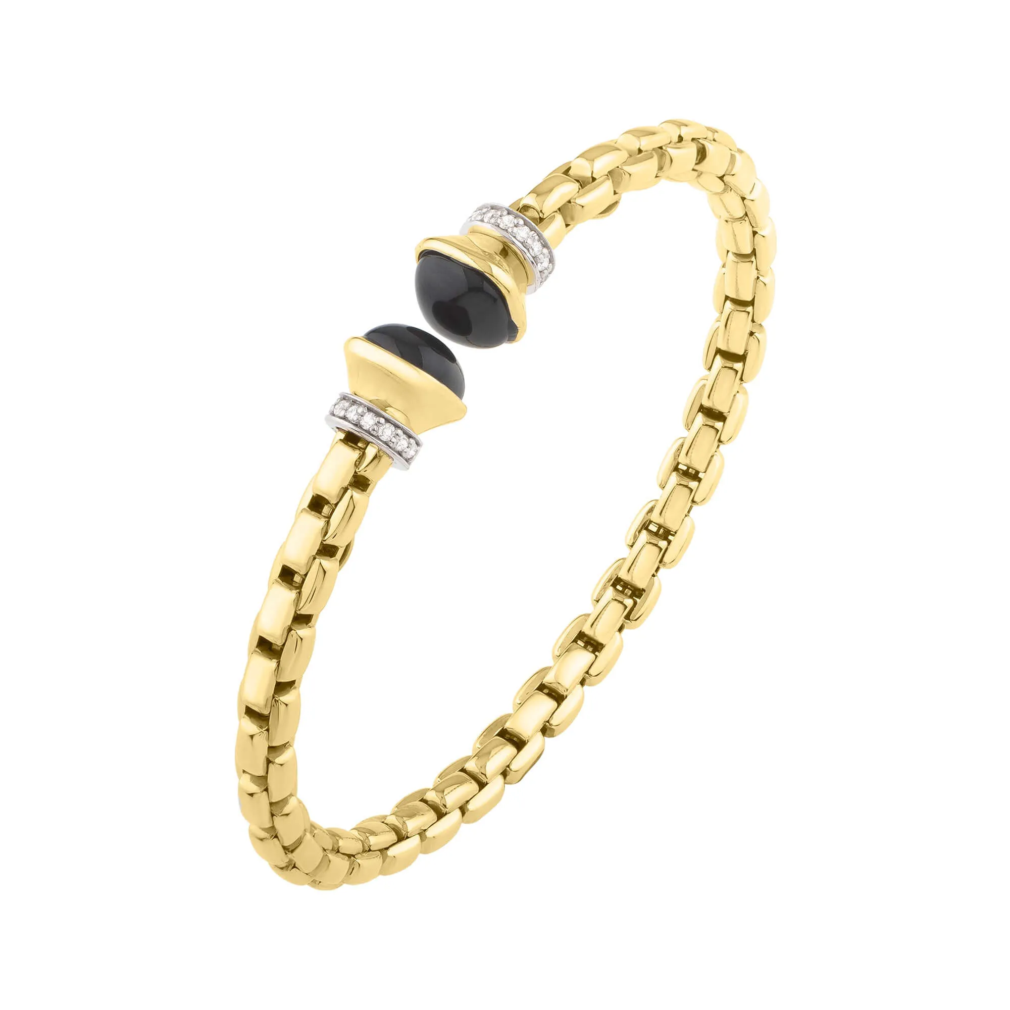 14K Diamond & Black Onyx Venetian Link Bangle