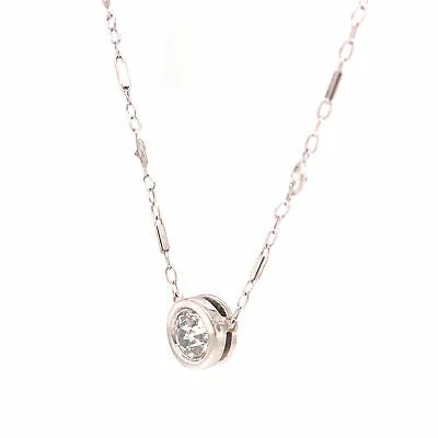 14K Diamond Solitaire Diamond-by-the-Yard Necklace White Gold