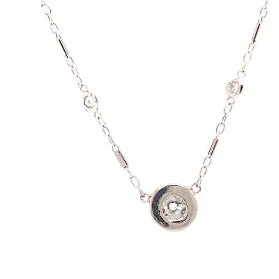 14K Diamond Solitaire Diamond-by-the-Yard Necklace White Gold