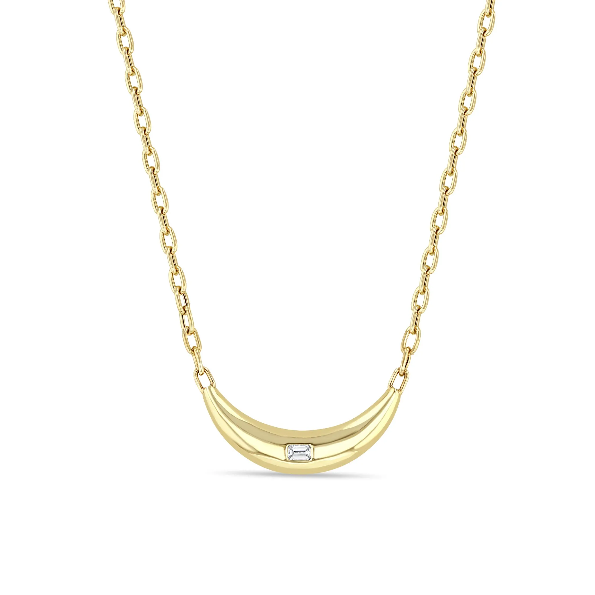 14k Emerald Cut Diamond Medium Aura Square Oval Chain Necklace - SALE