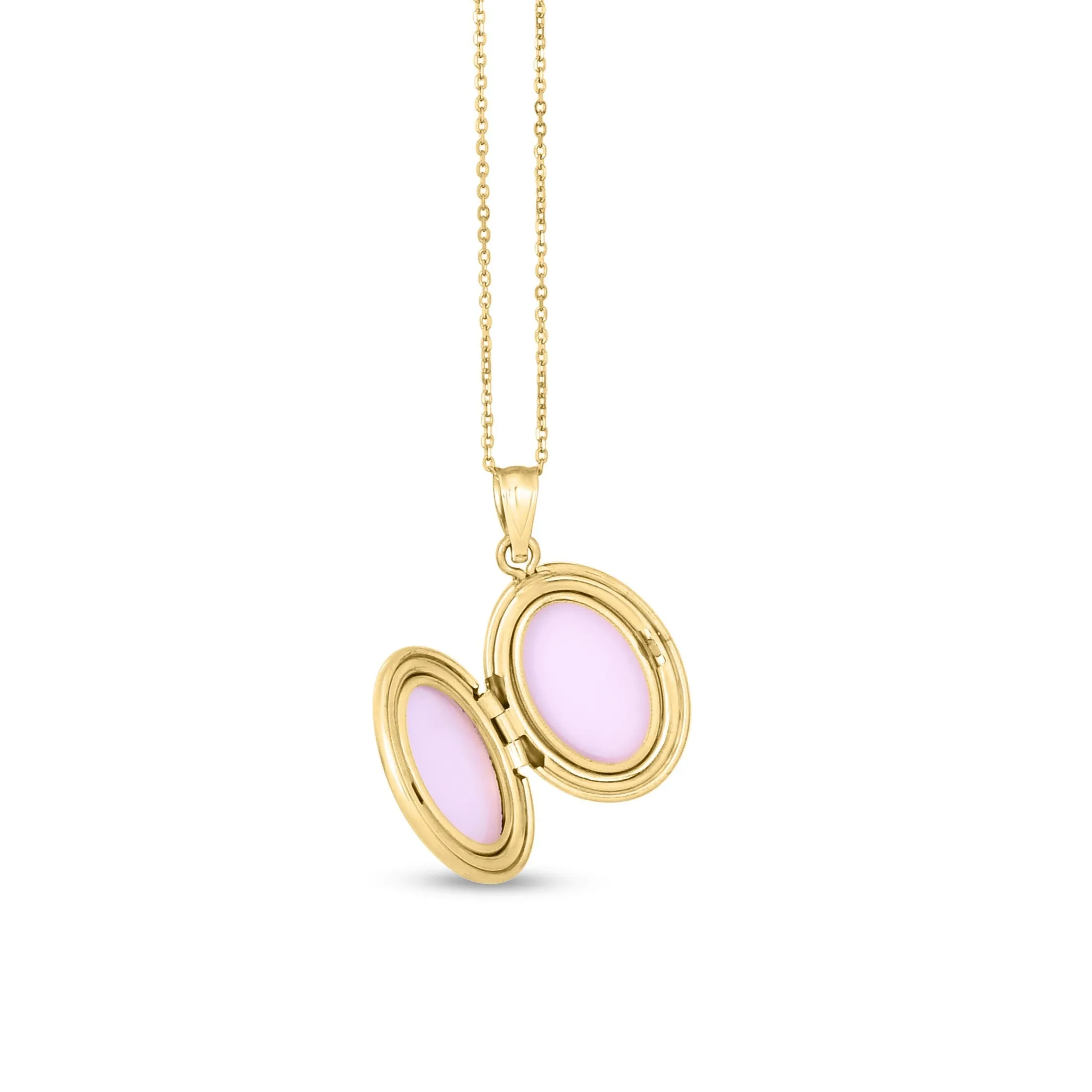 14K Gold And Diamond Oval North Star Locket Necklace