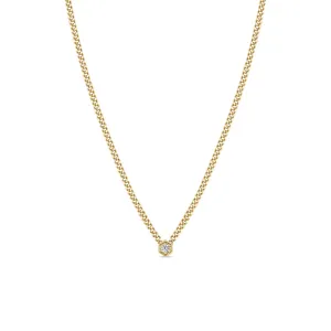 14k Gold Diamond Hexagon Curb Chain Necklace