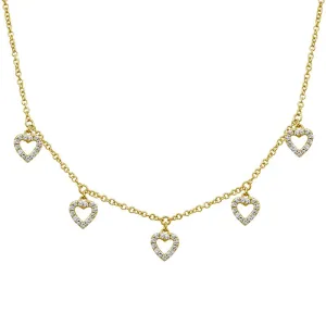 14k Gold Diamond Open Heart Necklace