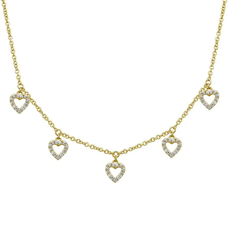 14k Gold Diamond Open Heart Necklace